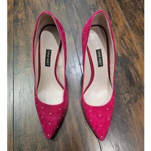 Nine West Pink Studded Heel Pumps Suede Size 8.5
